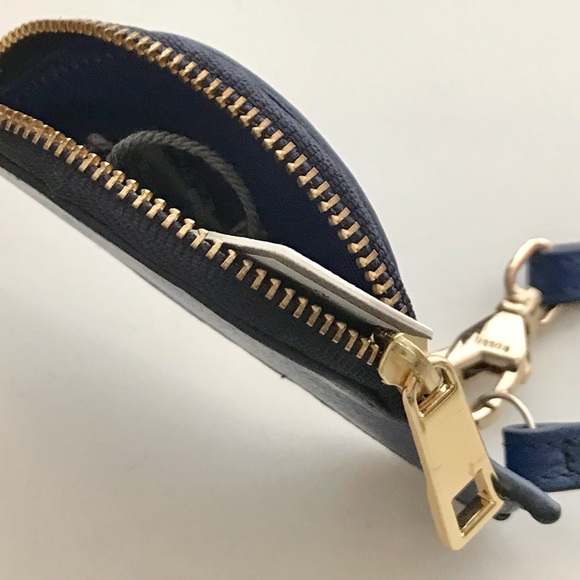 🆕 FOSSIL Blue Bird Leather Zip Coin Purse Bag Charm - Picture 5 of 8